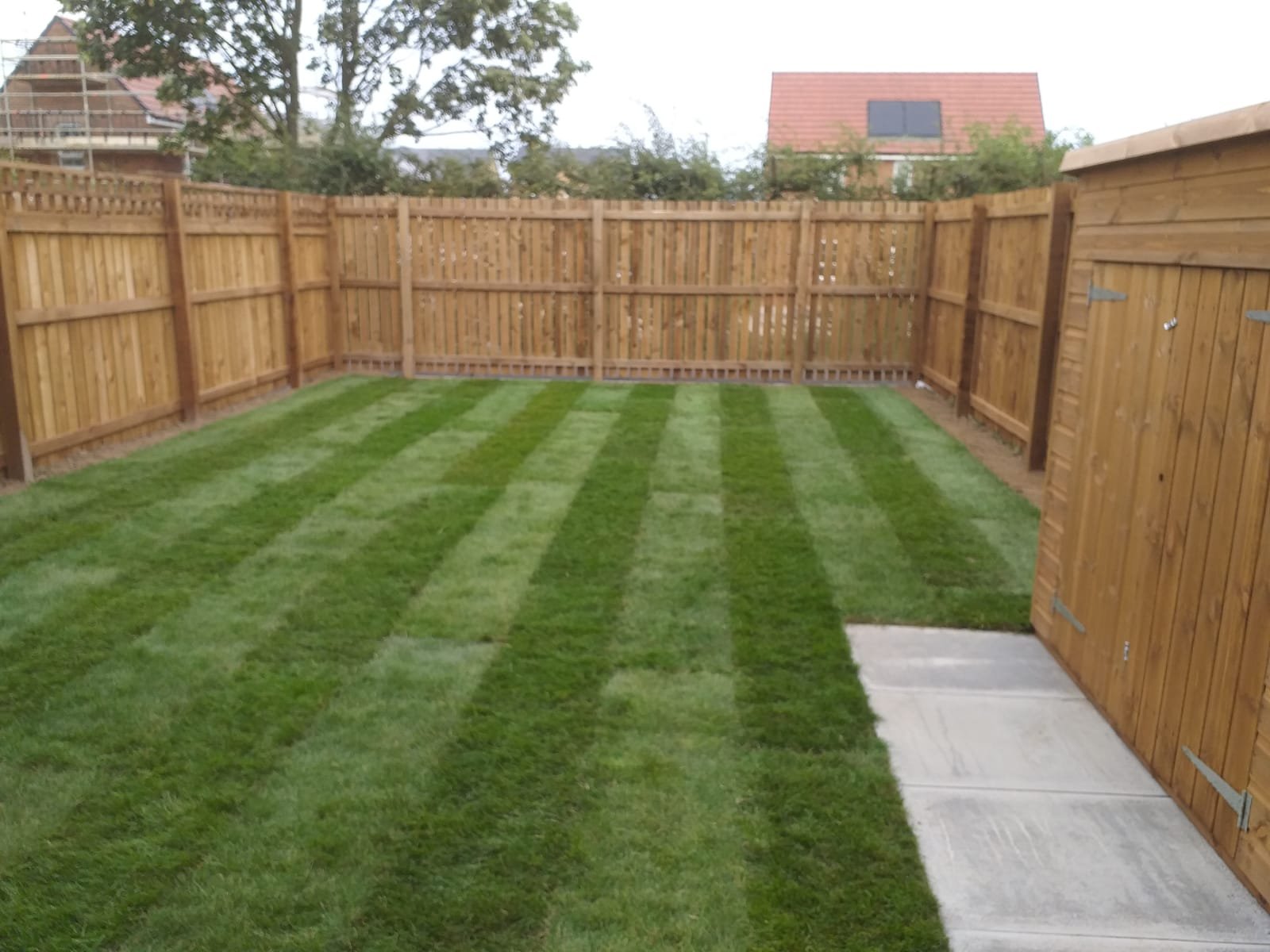 Perfectly laid turf in new build garden in Walker
